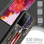 Casezoo Defender Designed For Samsung Galaxy S21 Ultra Heavy Duty 360 Full Body Shockproof Hard Plastic Silicone Rubber Hybrid Case For Samsung Galaxy S21 Ultra 5G American Flag Camo Deer Skull