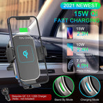 Jofunbeau Wireless Car Charger 15W Qi Fast Charging Auto Clamping Car Mount Air Vent Car Phone Holder For Iphone 13 Pro Max 12 Pro 11 Xs Xr X 8 Samsung S21 S20 S10 S9 S8 Note 10 Etc
