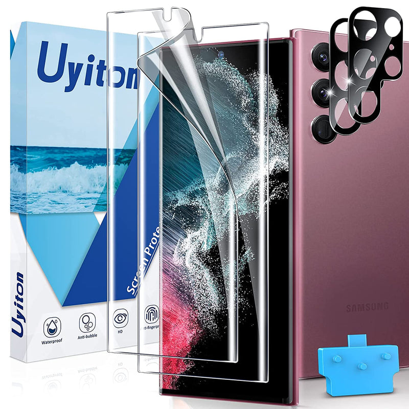Uyiton Compatible With Samsung Galaxy S22 Ultra Screen Protector 5G 2 2Pack 2X Tpu Film Not Glass 6 8Inch S22 Ultra Screen Protector And 2X Camera Lens Protector Military Grade Case Friendly