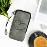 Kwmobile Universal Smartphone Pouch Size Xl 6 7 6 8 Synthetic Leather Case W Zipper Brushed Heart Grey