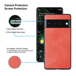 Feitenn Case For Google Pixel 6 Pro 2021 Premium Pu Leather Hard Pc Back Board Ultra Slim And Lightweight Protective Phone Cover For Pixel 6 Pro Red