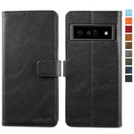 Lensun Wallet Case For Google Pixel 6 Pro Flip Pu Leather Cover With Rfid Blockingcard Holdermagnetic Clasp Folio Case For Google Pixel 6 Pro6 71 Blackpx6P Sw Bk