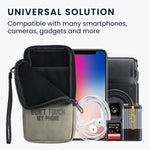 Kwmobile Universal Smartphone Pouch Size L 6 5 Synthetic Leather Case W Zipper Dont Touch My Phone Grey