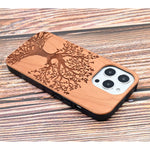 Cyd Wooden Case For Iphone 11 Pro Max Natural Real Wood Engraved Life Tree Shockproof Drop Proof Slim Bumper Tpu Protective Cover