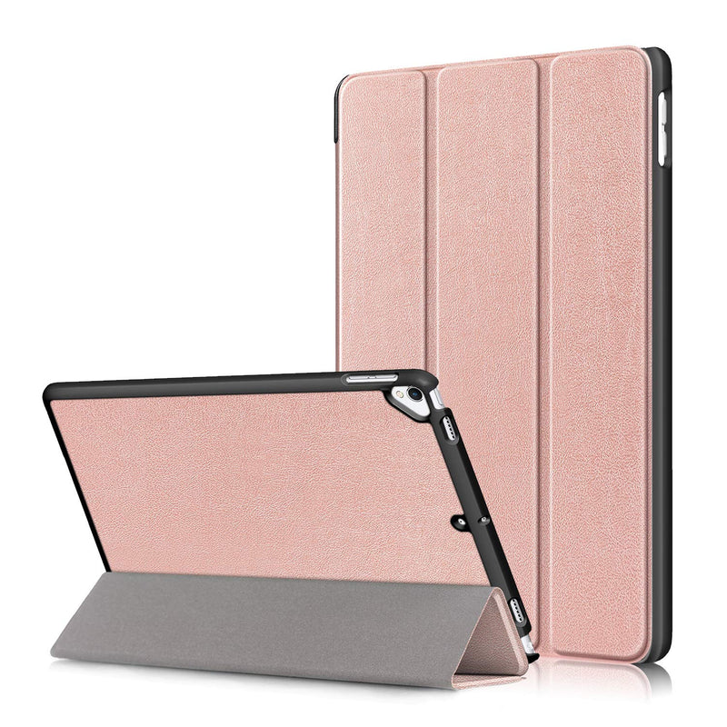Ipad 10 2 Inch 2020 2019 Case 8Th 7Th Generation Smart Pu Leather Multi Angle Viewing Trifold Folio Stand Hard Back Cover Ultra Thin Lightweight Shell With Pencil Auto Wake Sleep Rosegold