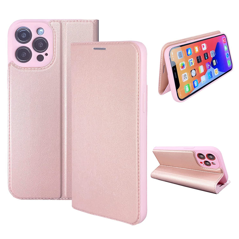 Nouske For Iphone 12 Pro Max Case 6 7 Flip Leather Casewallet Card Holdersilicone Shockproof Covermagnetic Folio Holsterfoldable Kickstandrfid Protection Rose Gold