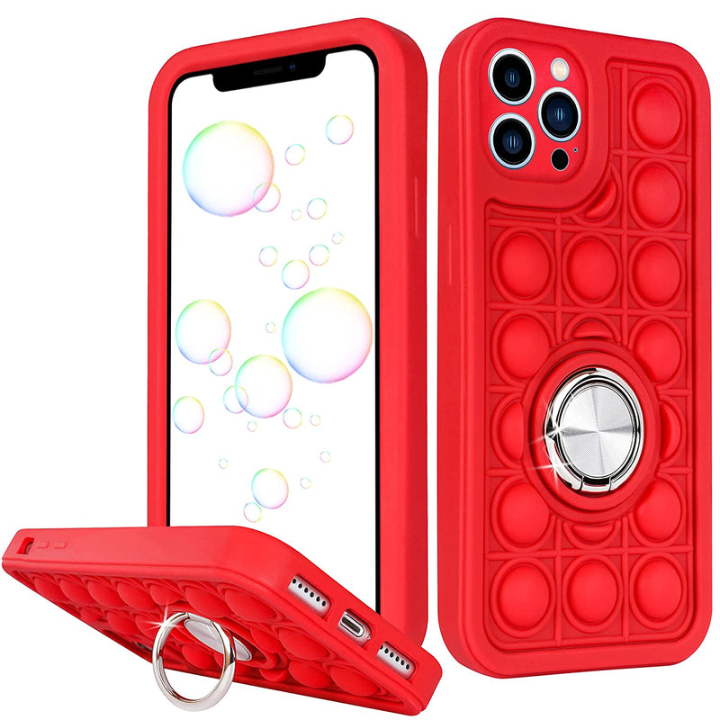 Joyleop Red Bubble Case For Iphone 13 Pro Max Fidget Design Unique Silicone Cute Fun Cover Girly Fashion Girls Boys Kids Cases Kawaii With Metal Ring Buckle For Iphone 13 Pro Max 6 7