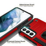 Designed For Galaxy S21 Fe Case Military Grade Ultra Slim Protective Armor Phone Cover Cases With Kickstand Ring For Samsung Galaxy S21 Fe 5G 2021 Red