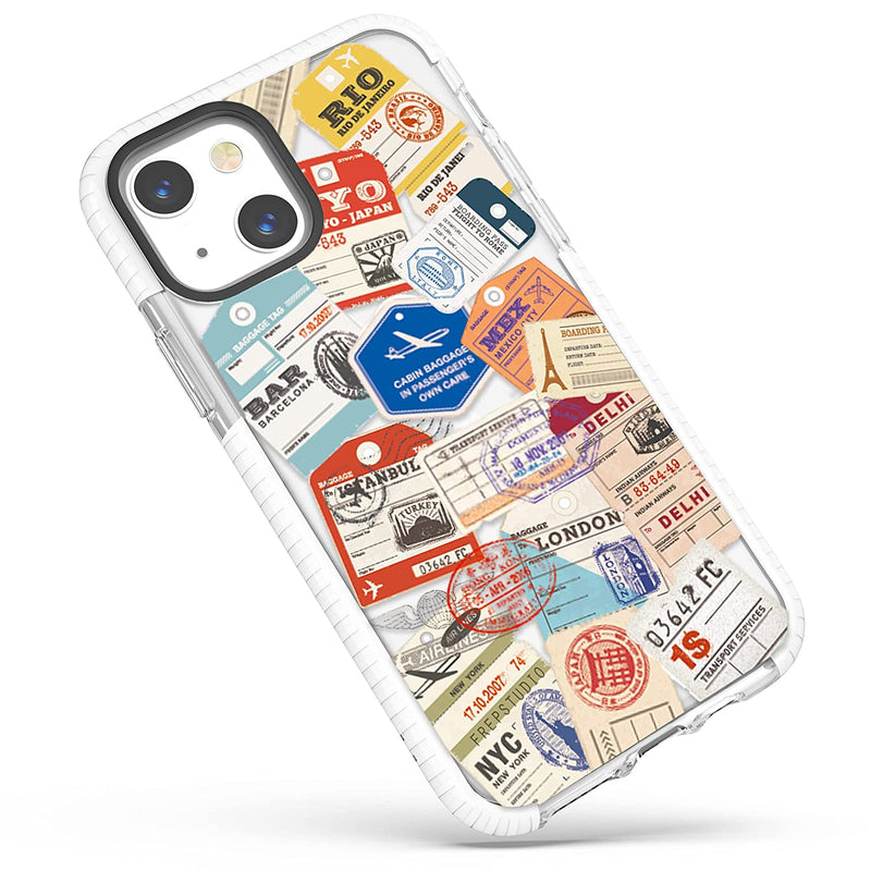Clear Case Compatible With Iphone 13 6 1 Inch Cool Funny Boarding Pass Stylish Airline Tags Travel Stamps Design Girls Boys Women Men Soft Shockproof Protective Case For Iphone 13