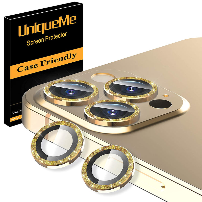 5 Pack Uniqueme Camera Lens Protector Compatible For Iphone 12 Pro Max 6 7 Inch Precise Cutout Bling Camera Cover Circle Tempered Glass Diamond Gold