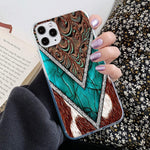 Compatible With Iphone 13 Pro Max Case Clear Western Cowhide Turquoise And Brown Animal Print Iphone Case Slim Soft Tpu Transparent Shockproof Protective Case