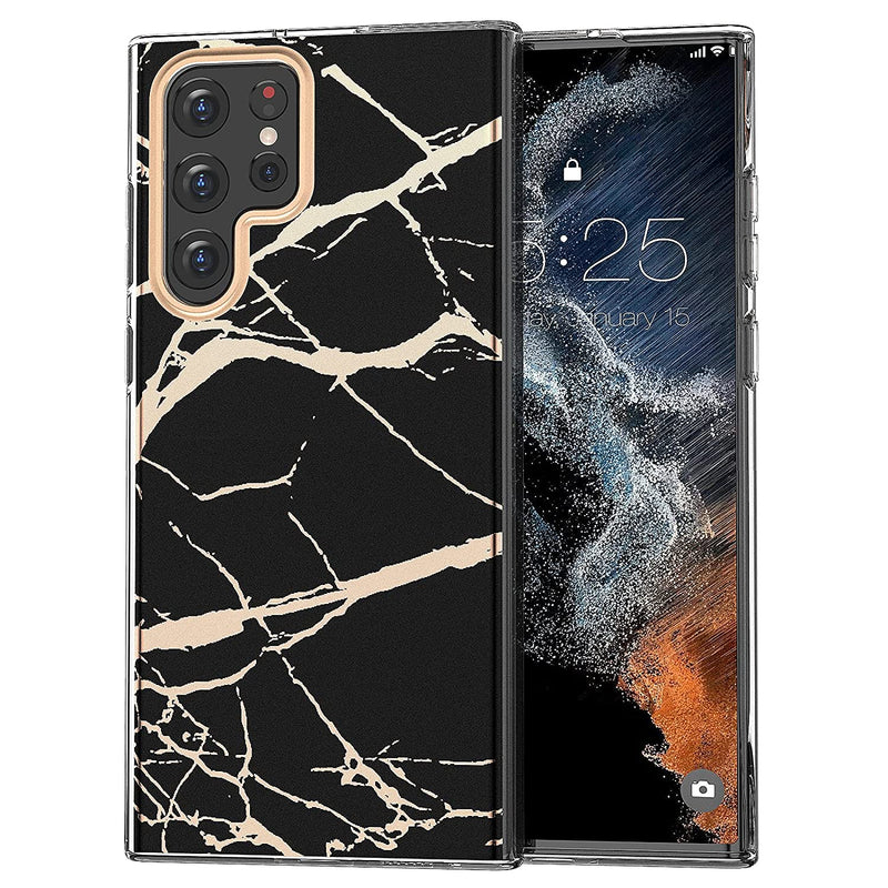 Mateprox Compatible With Samsung Galaxy S22 Ultra Case Marble Design Slim Thin Stylish Geometric Cover For For Samsung S 22 Ultra 5G 2022 Frosted Black