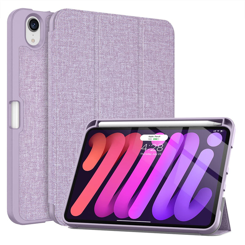 New Ipad Mini 6 Case 2021 With Pencil Holder Full Body Protection 2Nd Gen Apple Pencil Charging Auto Wake Sleep Soft Tpu Back Cover For 2021 Ipad Mini 6Th Generation 8 3 Inchviolet