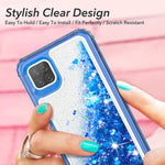 Saweno For Boost Celero 5G Case Samsung Galaxy A22 5G Case Celero 5G Glitter Case 3 In 1 Heavy Duty Protection Case For Galaxy A22 5G Liquid Moving Quicksand Shiny Case Blue