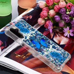 Caiyunl For Samsung Galaxy A13 5G Case With Glass Screen Protector Glitter Bling Floating Liquid Sparkle Cute Women Girls Soft Tpu Protective Phone Cover For Samsung Galaxy A13 5G Blue Butterfly