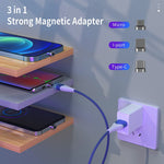 Usb Magnetic Charging Cable 3 In 1 3 Pack 6 5Ft Fast Charging Cable Phone Charger Data Transfer Mirco Usb Type C Compatible With Phone 12 11 Xs 8 Plus Pad Pod Galaxy S20 Google Pixel Moto