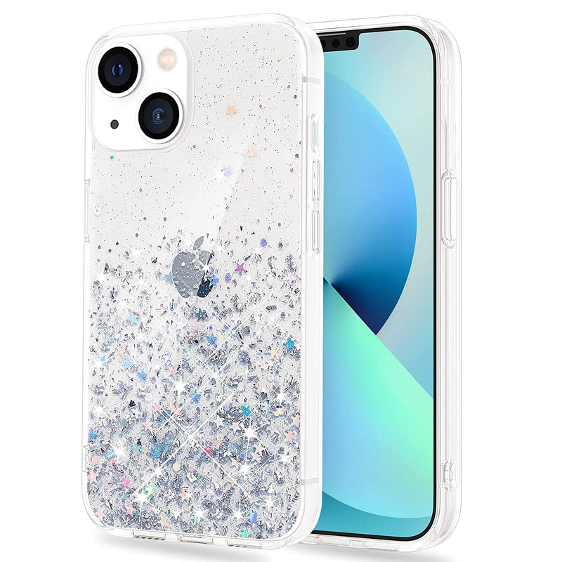 Caka Glitter Compatible With Iphone 13 Case Clear Crystal Sparkle Bling Case For Girls Women Anti Yellowing Soft Tpu Hard Pc Slim Protective Phone Case Cover For Iphone 13 6 1 Inch Clear