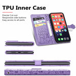 Monwutong Wallet Phone Case For Iphone 13 Pro Max Cartoon Cat Dog Pattern Pu Leather Case With Magnetic Clasp And Cash Card Slots Holder Cover For Iphone 13 Pro Max 6 7 Cd Purple