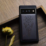 Carveit Wood Case For Pixel 6 Pro Case Real Wood Soft Tpu Shockproof Hybrid Protective Cover Unique Classy Wooden Case Compatible With Google Pixel 6 Pro Vegvisir Viking Compass Blackwood
