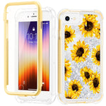 Caka For Iphone Se 2022 5G Iphone Se 2020 Case Iphone 6 6S 7 8 Case With Screen Protector Glitter Liquid Full Body For Girls Women Protective Phone Case For Iphone Se3 Se2 6 6S 7 8 4 7 Sunflower