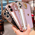 L Fadnut Compatible With Iphone 13 Pro Max Case For Women Girls Cute Bling Heart Design Plating Bumper Shockproof Slim Fit Soft Tpu Silicone Protective Cover For Iphone 13 Pro Max Phone Case Purple