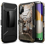 Nznd Case For Samsung Galaxy A13 5G With Tempered Glass Screen Protector Maximum Coverage Belt Clip Holster With Built In Kickstand Heavy Duty Protective Shockproof Armor Defender Case Deer