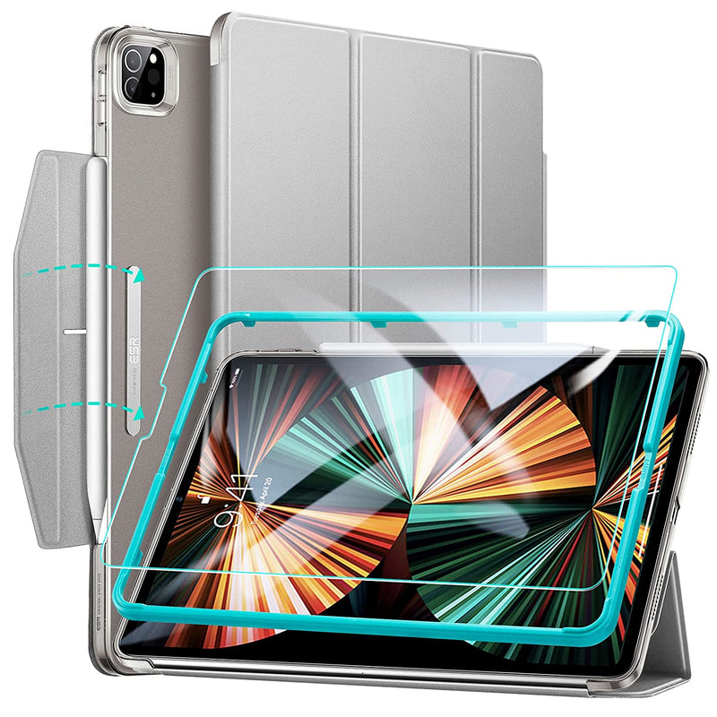 New Esr Ascend Trifold Case Compatible With Ipad Pro 12 9 Inch 2021 5Th Generation With Tempered Glass Screen Protector Auto Sleep Wake Supports Penc