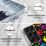 Case For Samsung Galaxy S21 Ultra 5G Shockproof 2In1 Hybrid Slim Clear Hard Pc Back Cover Soft Tpu Dual Layer Protective Cases With Multicolor Dog Paw Design For Samsung S21 Ultra 6 8 Inch