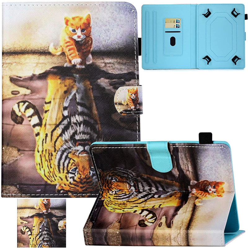 Universal Case For 7 5 8 5 Inch Tablet Pu Leather Card Slot Stand Case For Ipad Mini 1 2 3 4 5 Galaxy Tab 8 0 Kindle Fire Hd8 Huawei 8 0 Lenovo 8 0 Android 8 0 Inch Tablet Cat Tiger
