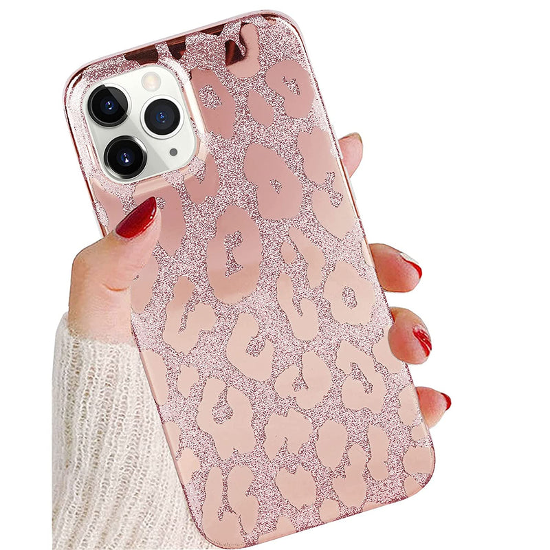 J West Iphone 11 Pro Max Case 6 5 Inch Luxury Saprkle Bling Glitter Leopard Print Design Soft Metallic Slim Protective Phone Cases For Women Girls Tpu Silicone Cover Case Rose Gold