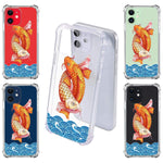 Lugeke Koi Fish Print Case For Iphone 12 Mini Ocean Wave Soft Tpu Flexible Full Body Airbag Shockproof Case Cover For Girls Women Transparent Anti Scratch Bumper Protection Phone Case