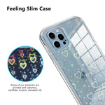 Kanghar Compatible With Iphone 13 Pro Max Case Screen Protector Colorful Gradient Laser Holographic Love Heart Clear Phone Case Shockproof Bumper Protective Slim Transparent Cover Case