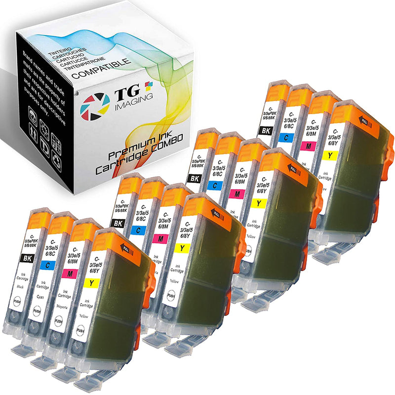 16 Pack Compatible Bci3 Bci6 Ink Cartridges Bci 3E Bci 6 Worked In Pixma Ip3000 Ip4000 Ip5000 Ip6000D Printer 4Xlarge Black 4Xcyan 4Xyellow 4Xmagenta