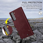 Jijaogara Compatible Samsung Galaxy S22 Wallet Case Premium Leather Galaxy S22 Folio Flip Case With Kickstand Card Holder Slots Pu Leather Shockproof Protective Cover For Galaxy S22 6 1Wine