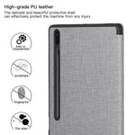 New Galaxy Tab S7 Fe Case With Pencil Holder Model Sm T730 T736 Trifold Stand Auto Sleep Wake Cover Leather Canvas Magnetic Protective Bumper For Samsu