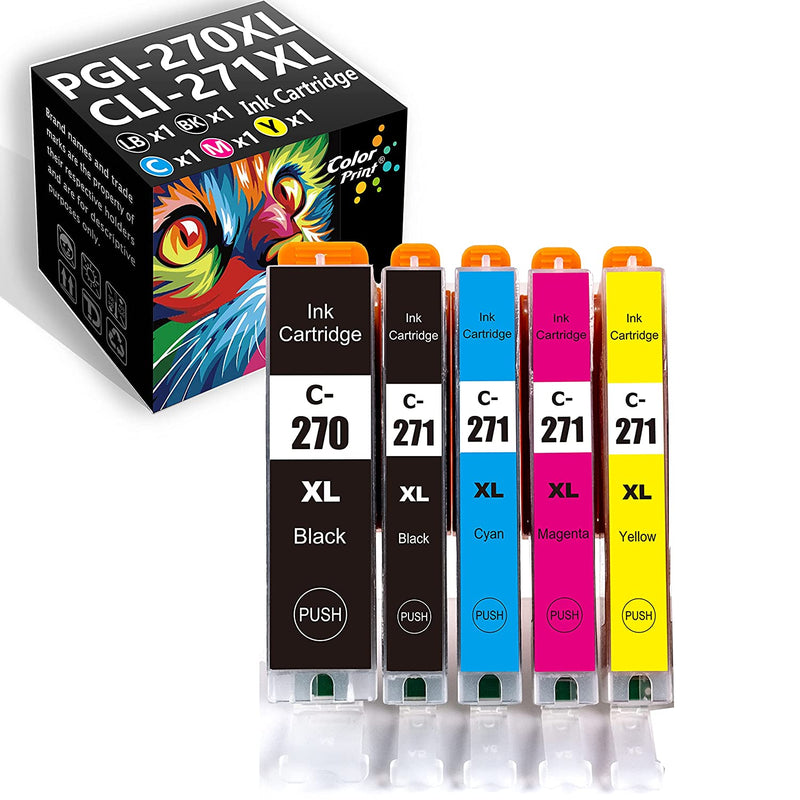 5 Pack Colorprint Compatible Pgi270Xl Cli271Xl Ink Cartridge Replacement For Canon 270Xl 271Xl Pgi 270Xl Cli 271Xl Work With Pixma Mg5720 Mg5721 Mg6820 Mg6822 T