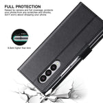 Kua Samsung Galaxy Z Fold 3 5G Case With S Pen Holder Pu Leather Flip Wallet Case With Card Holders Shockproof Phone Cover Compatible With Z Fold 3 5G 2021 Black