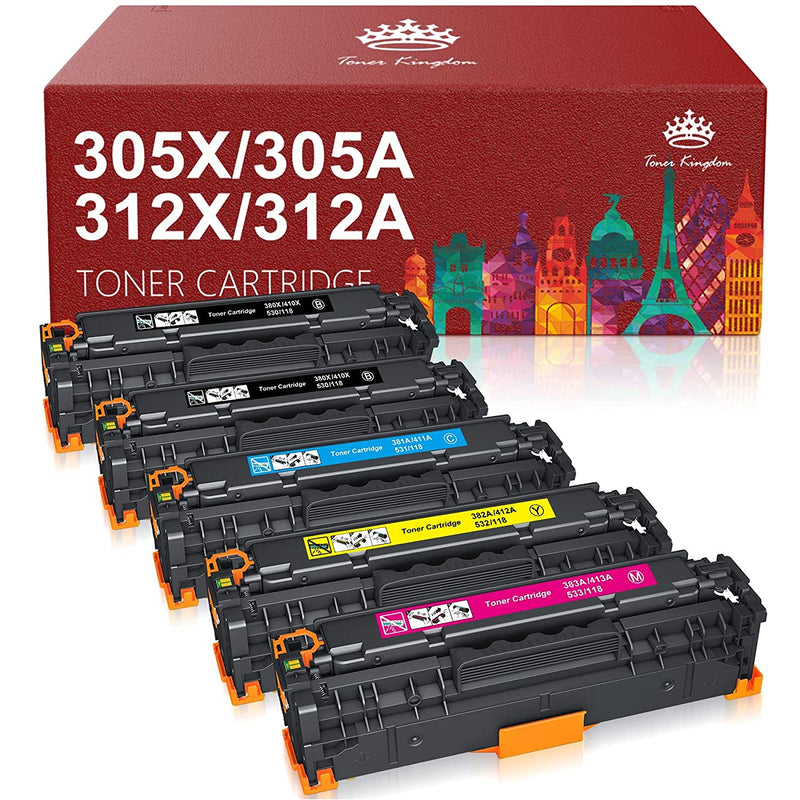 Toner Cartridge Replacement For Hp 305 305A 305X 312 312A 312X For Hp Pro 400 300 Color Mfp M451Dn M451Nw M475Dn M476Nw M476Dw M351A M375Nw Toner Printer 5 Pack