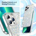 Floveme For Iphone 13 Pro Max Case For Women Iridescent Bling Sparkle Clear Shockproof Protective Slim Phone Cover Shiny Case Designed For Iphone 13 Pro Max Case6 7 Colorful Glitter