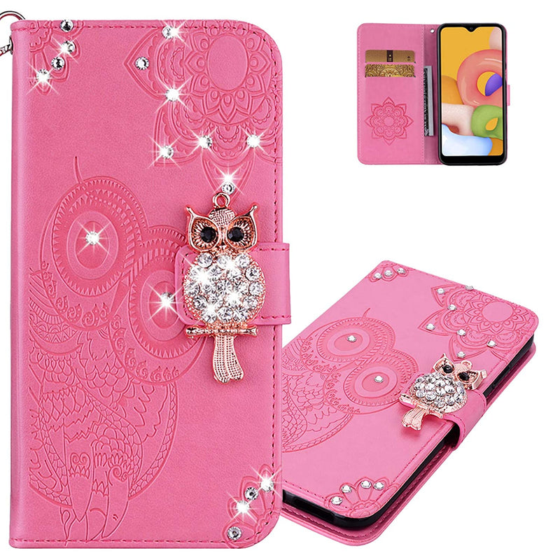 Lemaxelers Compatible With Samsung Galaxy A13 Case Glitter Bling Diamond Case Flip Embossing Pu Leather Wallet Case With Wrist Strap Stand Card Pockets Slots Cover For Samsung Galaxy A13 5G Pink Yk