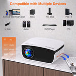 Mini Portable Projector 5500 Lux with 100" Projector Screen 1080P Supported
