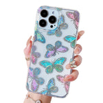Jmltech Compatible With Iphone 13 Pro Case Cute Glitter Bling Butterfly Slim Hard Pc With Silicone Bumper Pattern Case For Women Girls For Iphone 13 Pro Butterfly With Glass Screen Protector