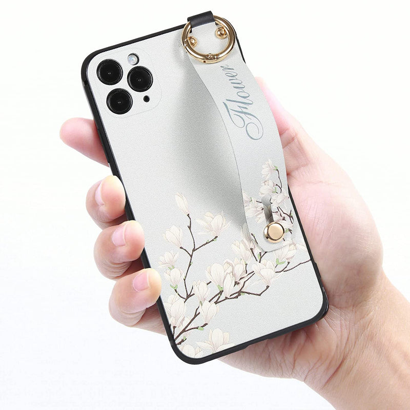 Gatita Strap And Loop Design Case For Iphone 13 Pro Elegant Orchid Floral Print Iphone 13 Pro Case With Finger Loop Strap For Women