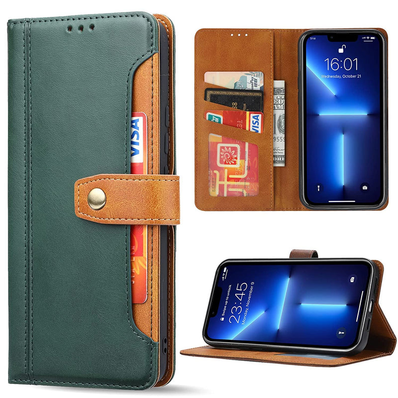 Darelim Phone Case For Iphone 13 Wallet Case Premium Pu Leather Flip Case With Card Holder Kickstand Feature Keep Cash And Credit Cards Safe With Magnet Buckle For Iphone 13 6 1 2021 Green