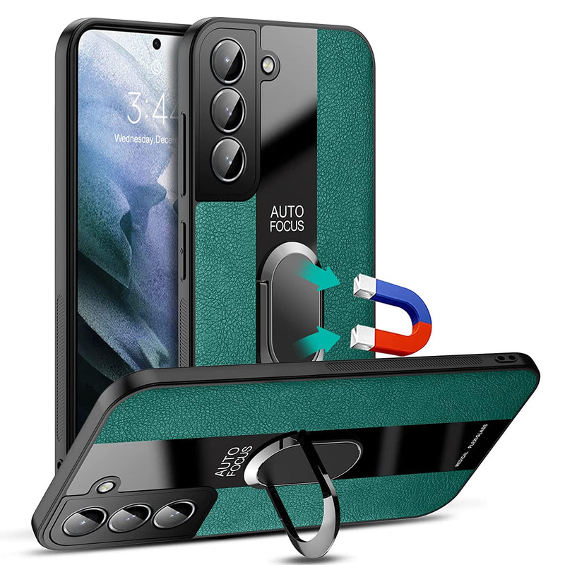 Libeagle Compatible With Samsung Galaxy S21 Fe Case With Built In Metal Plate On Back Standsupport Magnetic Car Mountkickstand Featuresafe To Hold With Ring Leather Cover 6 4 Inch 5G 2022Green