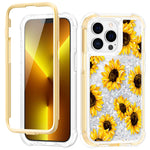 Caka For Iphone 13 Pro Max Case Iphone 13 Pro Max Case For Women With Screen Protector Glitter Sunflower Full Body Protective Phone Case For Iphone 13 Pro Max 6 7 Sunflower
