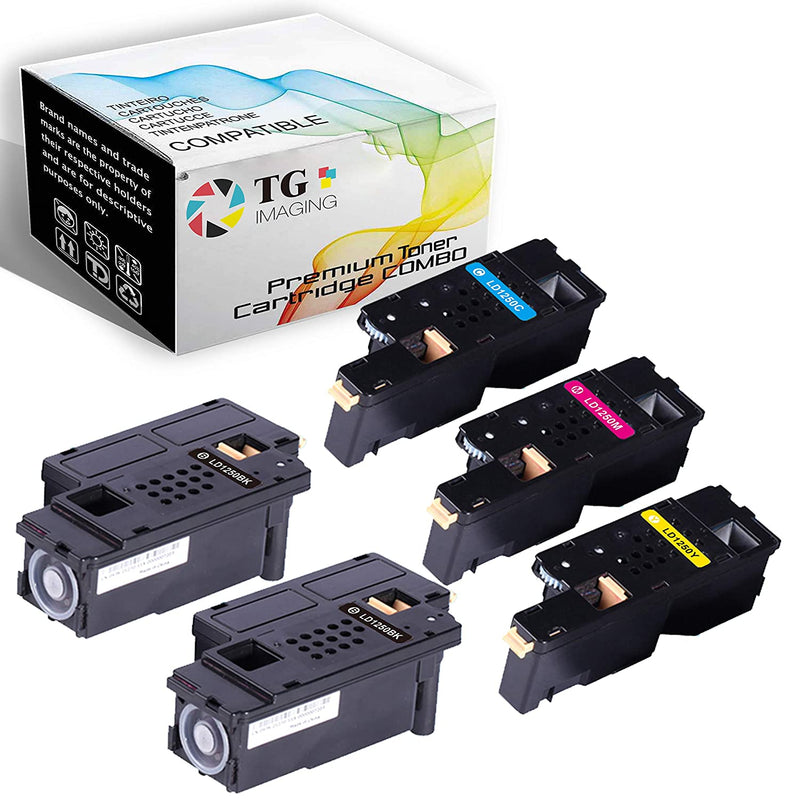 5 Pack Compatible 1250 Toner Cartridge 1250C 2B C Y M For 1250 810Wh Work In Dell 1250C 1355Cn 1355Cnw C1760Nw C1765Nf C1765Nfw Printers
