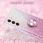 Kswous For Galaxy S22 Plus Case Shockproof Glitter Sparkly Bling Pink Protective Cover With Kickstand For Women Girls Slim Military Grade Protection Dust Proof Case For Samsung S22 Pluspink