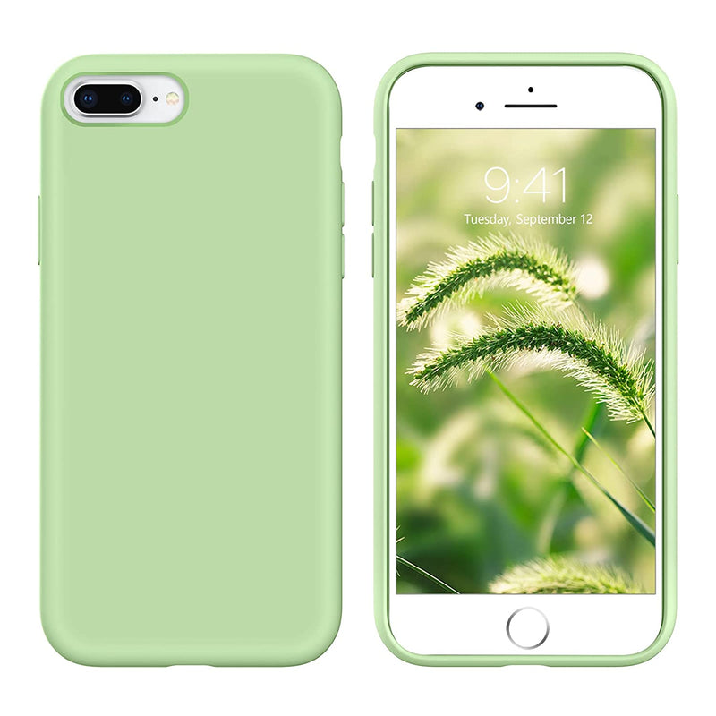 Iphone 8 Plus Case Iphone 7 Plus Case Slim Silicone Non Slip Grip Soft Rubber Bumper Hybrid Hard Back Cover Protective Shockproof Girly Phone Case For Iphone 8 Plus 7 Plus 5 5 Matcha Green