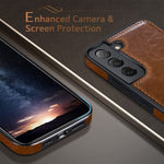 Lohasic For Galaxy S22 Case Luxury Pu Leather Stylish Classic Protective Bumper Non Slip Soft Grip Cover Men Women Phone Cases Compatible With Samsung Galaxy S22 Plus 2022 Brown